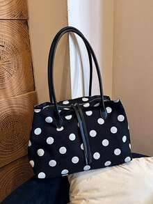 3-Compartment Linen Canvas Tote Bag, Large Capacity Commuter Handbag, 2026 New Bucket Bag - Black - View 8