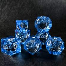 Set Dadu D&D Bystander Longan, Dadu Mata Kucing Buatan Tangan dari Resin Cair dengan Tepi Tajam, 7 buah, Cocok untuk Permainan Peran di Meja - MultiWarna - View 2