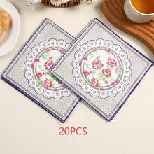 20/40 piezas de servilletas de papel con diseño floral de rosas para cócteles, desechables, para fiestas, invitados, verano, servilletas de papel/servilletas de decoupage/decorativas/toallas de mano para baño, boda, fiesta de cumpleaños, cena al aire libre, baby shower, decoraciones de fiesta, fiesta de té - servilleta de papel - Ver 6