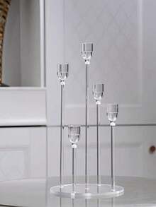 1pc Acrylic 5-Candle Holder Stand Home Decor Wedding Decor Room Decor - Multicolor - View 4