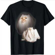 Cat Meme T-Shirt Humorous Abstract Design Women's Loose-Fit Crew Neck Short Sleeve Casual Everyday Basic T,Daily Outfit For Women,Perfect Gift For Her - Black 17 - View 3