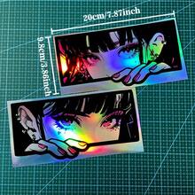 2 Styles Long Anime Eye Decorative Stickers - Holographic Car Decals, Glossy, Waterproof, UV Resistant, Scratch-Resistant Vinyl Stickers - Suitable For Cars, Motorcycles, Laptops - Perfect Anime Gift For Girls And Boys, Anime Car Accessories, Eye-Catching Design - Multicolor - View 7
