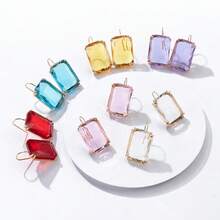 1 Pair Exaggerated Fashion Minimalist Colorful Rhinestone Square Popular Ear Hook Earrings For Women - Earring - View 10