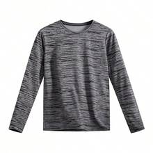 Men's Long Sleeve Crew Neck T-Shirt - Versatile Men's Top - Light Grey - View 2