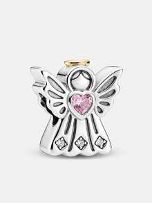 1件時尚925純銀心形天使吊墜，適用於女士手鍊，DIY珠寶製作 - 款式1 - 查看 5