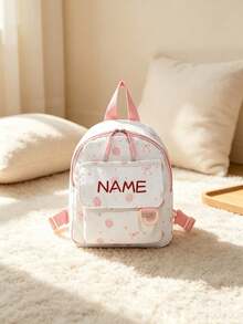 1pc Mini Back To School Personalized Customized Versatile Cute Strawberry Bow Backpack, Zipper Closure Nylon Material, Adjustable Shoulder Strap, Hand-Carry, Suitable For School, Shopping, Daily Commute, Outdoor Travel. Birthday Gift. - Multicolor - View 5