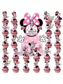 Disney 迪士尼米妮主題生日派對蛋糕叉插旗 家用生日派對裝飾用品 聖誕蛋糕DIY裝飾 - 彩色 - 查看 10