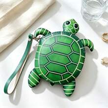 Genuine Leather Handmade Turtle Coin Purse, Cute Green Turtle Shaped Mini Wallet With Clasp Wrist Strap, Cartoon Animal Small Zipper Storage Bag Key Pouch, Women's Girls Daily Accessory,Bedroom Room Decor,Back To School - View 8