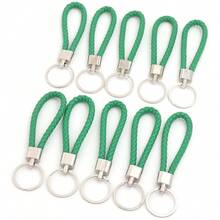 10pcs/Pack PU Braided Keychain 11.5cm Zinc Alloy Hook Simple Colorful Dopamine Leather Rope Pendant Keychain DIY Pendant Phone Lanyard Accessory - Woven Keychain - View 10