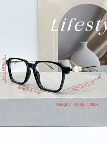 New Retro Literary Square Frame Pearl Glasses High Quality Women's Men's Casual Minimalist Versatile Personalized Workplace Commute Suitable For Daily Wear Fashion Eyewear - Multicolor - View 8