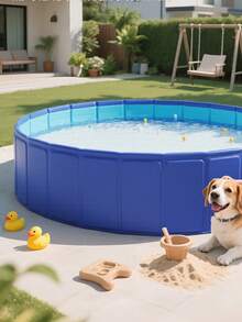 1 cái bể bơi bơm hơi di động cỡ lớn, chất liệu PVC, bộ đa năng dùng trong nhà/ngoài trời, phù hợp cho gia đình và tiệc tùng, lý tưởng để tắm, tắm cho thú cưng và chơi dưới nước - Bể bơi gấp gọn hình tròn - Xem 5