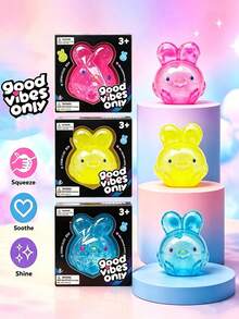 Macaron Jelly Rabbit Squishy Toy, Soft Slow Rebound Design. Stretch And Squeeze To Relieve Stress. Translucent Jelly Texture With Cute Macaron Colors. Adorable Desk Decoration, Durable. Ideal Birthday, Holiday Gift For All Ages. - Multicolor - View 1