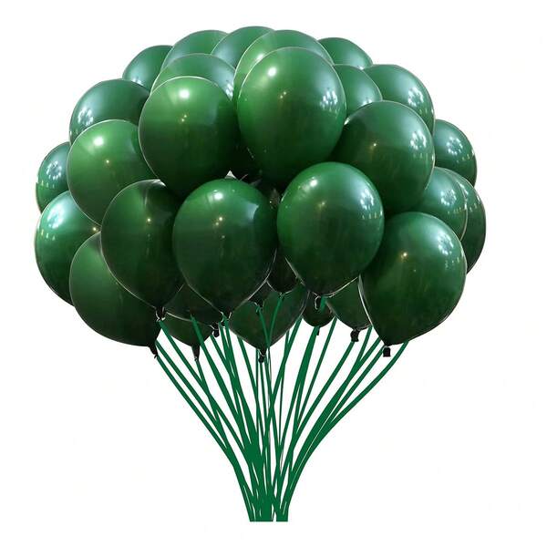 60pcs 10-Inch Dark Green Latex Party Balloons, Suitable For Birthday, Graduation, St. Patrick's Day, Christmas, Baby Shower, Dinosaur Party, Anniversary Party Decoration