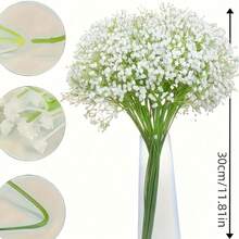 White Artificial Baby's Breath Flowers, Realistic Touch, Suitable For Wedding, Party, Home Garden Decoration, Handmade Texture Artificial Flower Bouquet, Suitable For Home Outdoor Yard Garden Decoration, White Artificial Baby's Breath, White Baby's Breath - 29cm - Artificial Plastic Material, White Artificial Flower - White - View 7