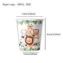 10/20/40/50/60/80pcs Disposable Paper Tableware Set Jungle Safari Wild One Party Supplies: 80 Pieces Set Of Paper Plates, Cups, And Napkins For First Birthday Party Decorations - Multicolor - View 11