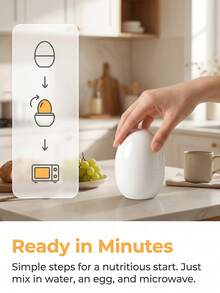 2pcs/Set (Tray + Lid) Latest Microwave Egg Cooker, Portable Aluminum Egg-Shaped Steamer, Creative Egg Cup, Egg Yolk Separator, Soft/Hard Boiled Egg Maker, Compact Design For Quick Breakfast, Suitable For Fitness Enthusiasts, Office, Dorm - Multicolor - View 4