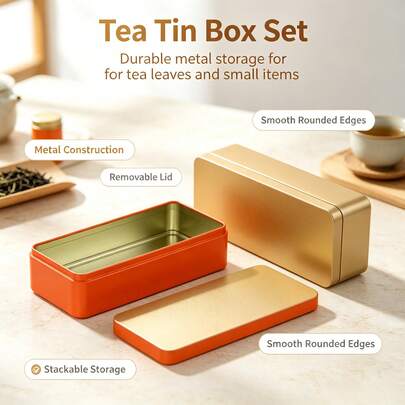 Metal Tin Box, Rectangular Storage Box With Lid, Jewelry Box, Cosmetic Organizer, Travel Portable Storage Jar, Candy And Tea Packaging Box, Home And Office Desktop Storage, Simple And Fashionable, Available In Multiple Colors