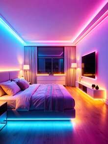 Living Room LED Light Strip, 44-Key Infrared Remote Control, USB Powered Self-Adhesive Cuttable TV Backlight, 1m To 30m Optional, Suitable For Home Bedroom Cabinet Holiday Decoration, TV Background RGB LED Light Strip, Monitor Backlight Decoration, 5V USB Powered Lighting, Suitable For TV/Monitor, Home Theater, Indoor Bedroom, Gaming Room And Home Decor. - Multi-color light - View 3