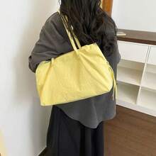 1件日式新時尚休閒大容量尼龍拼接三明治肩背托特包，適合女性日常購物、旅行、健身、收納、通勤、派對 - 彩色 - 查看 11
