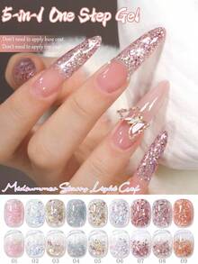 MISS SHAKA 10ml 5-In-1 One-Step Summer Nail Gel Polish, Powder Blue Gold Glitter Sequin, 2026 Super Shiny Galaxy White Fine Glitter, All-Season Popular Color Gel Nail Art Mini Set Series Nail Supplies - Multicolor - View 6