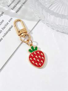 3pcs Cute Cherry Strawberry Keychain Pendant Set, Sweet Fruit Charms Versatile For Backpacks, Car Keys, Suitable As Small Gifts - Red - View 10