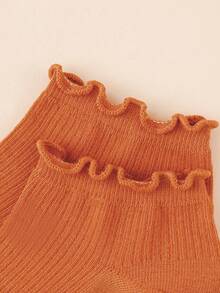 1/5/10 Pairs Of Women's Sweet Orange Pleated Socks, Soft, Comfortable And Breathable, With Pleated Design, Suitable For Daily Wear - Orange - View 7