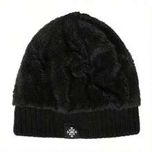 Snowflake Label Decor Knitted Knitted Hat Unisex Thick Warm Knitted Hat Lightweight Earflap Windproof Casual Hat Suitable For Cold Weather For Men And Women - Multicolor - View 4
