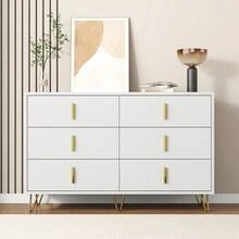 Elegant Sideboard With Modern Design, White And Gold Accents - 白色 - 查看 2
