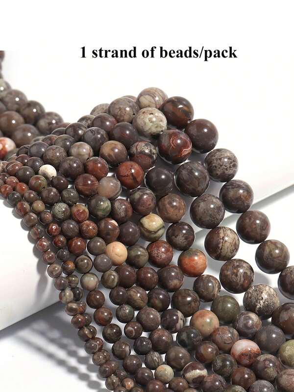 1 Strand 4/6/8/10mm Natural Flower Agate Stone Round Beads, Suitable For Making Bracelets, Necklaces, Waist Chains, Earrings, Hair Accessories