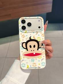 Étui de téléphone en silicone liquide Paul Frank sous licence officielle, protection anti-chute complète pour l'appareil photo, motif de série de nuit avec singe à grande bouche, lune, étoile et hibou de dessin animé, nouveau style compatible avec iPhone 11/12/13/14/15/16/17 Pro Max et les téléphones de la série Galaxy, cadeau de vacances, trajet quotidien, protection anti-chute - Multicolore - Voir 2