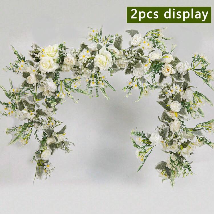 1 pieza Enredadera artificial de Alicia de 175cm, material de tela de seda, adecuada para decoración de bodas, exteriores, fiestas, centros de mesa, decoración de primavera/verano - Blanco - Añade 4