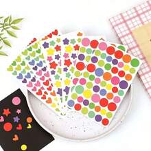 18pcs/Pack Round/Star/Heart Shaped Decorative Stickers, Suitable For DIY Photo Albums, Water Bottles, Phones, Notebooks - Multicolor - View 1