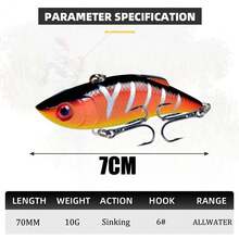 5pcs ABS Hard Plastic Lures With Realistic 3D Eyes, VIB Fishing Lures - Multicolor - View 3