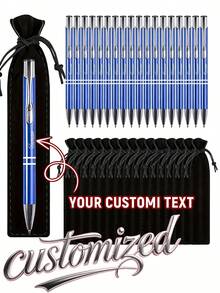 Stylo à bille de luxe personnalisé en alliage d'aluminium avec étui à crayon noir, peut imprimer le nom et le site web de l'entreprise, cadeau parfait pour les hommes pour l'anniversaire, l'anniversaire, la remise des diplômes, l'organisateur de voyage, le cadeau de la fête des pères, cadeau personnalisé, cadeau attentionné - Multicolore - Voir 2