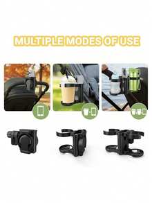 3-In-1 Folding Cup Holder And Phone Mount – Universal Bottle Holder, Compatible With Bugaboo/Nuna/Doona Strollers, Wheelchairs, Bicycles, Walkers And Scooters - Multicolor - View 8