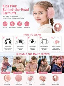 1PC 3-14Y Winter Knitted Warm Ear Muffs, Plush Ear Covers, Unisex Foldable Back-Wear Warm Ear Protectors, Plush Ear Muffs Suitable For Cold Winter - 1PCS - View 5