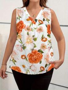 [Free Shipping]Women's  Casual Floral Print Sleeveless Shirt, Suitable For Summer - Mixed - View 3