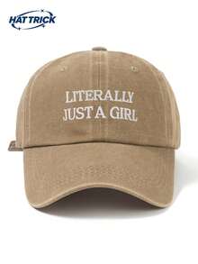 1件中性復古做舊軟頂棒球帽，LITERALLY JUST A GIRL字母刺繡個性化鴨舌帽，防曬透氣可調節帽帶，百搭卡車司機帽/爸爸帽，日常通勤、街頭、戶外運動、徒步、露營必備 - B - 查看 21