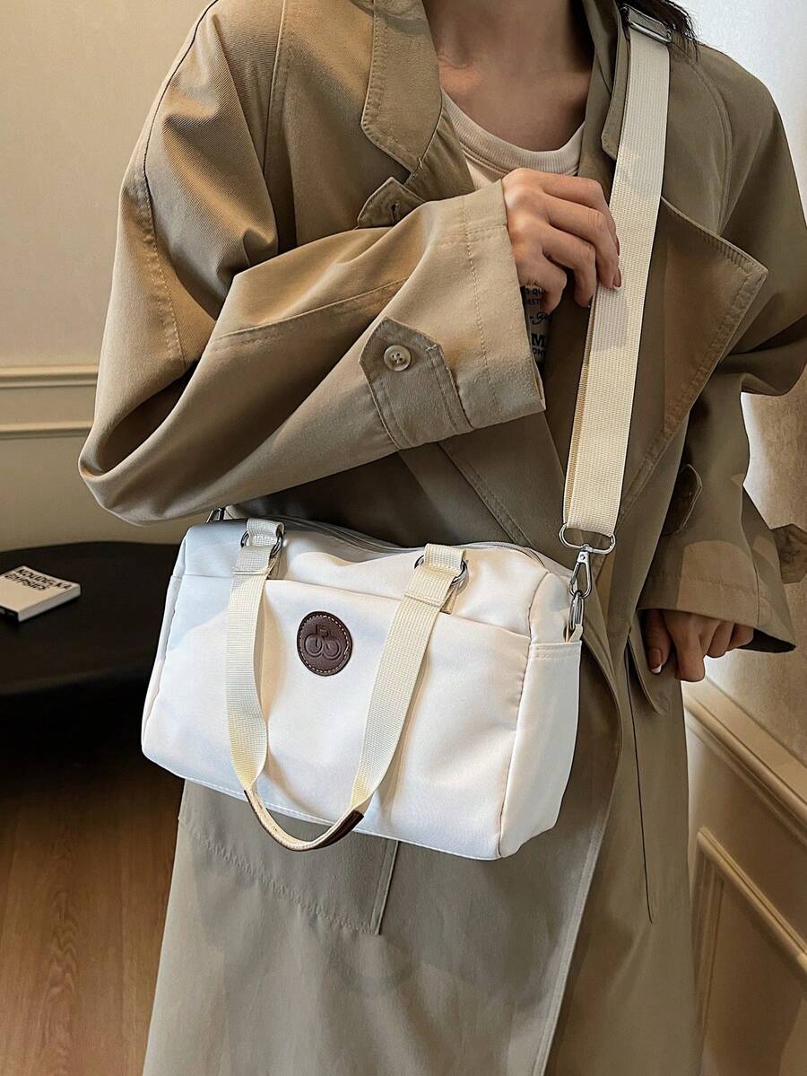 新款女款多口袋單肩包 尼龍布料 柔軟表面 休閒斜挎包 大容量 百搭女包 開學季適用