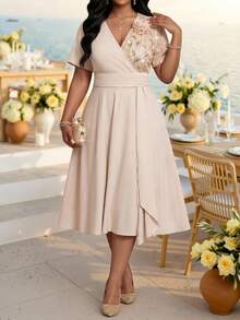 Fleurora Elegant Women's A-Line Party Dresses Formal Dress Elegant Dresses For Women Graduation Dress Wedding Festival Outfits For Women Graduation Summer - Apricot - View 3