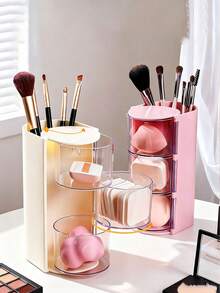 1pc Multi-Layer Rotating Compartment Storage Box, Can Store Hair Clips, Hair Ties, Hair Bands, Also Can Be Used As Hair Accessory Display Box, Dust-Proof Storage Box, Multi-Function Compartment Design, Can Store Combs, Glasses, Makeup Brushes, Also Can Be Used As Jewelry Box, Birthday Gift Box, Makeup Sponge Storage Box, Ideal Gift For Girlfriend, Mother, Sister, Suitable For Valentine's Day - Multicolor - View 4