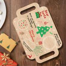 2D Flat 1pc, Vintage Christmas Tray Board - Featuring Santa Claus, Merry Christmas Text, Candy Cane Pattern - Artificial Wood Holiday Decor, Suitable For Tabletop, Mantel Or Gift - Holiday Cookie And Beverage Tray - Christmas Centerpiece, Christmas Decoration, Seasonal Home Decor, Classic Holiday Design, Durable Holiday Decor, Home Entertainment Accessory, 2D Flat - Multicolor - View 5