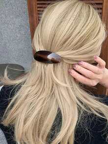 1pc Hot-Selling Fashion 9cm Oval Hair Clip, Vintage Marble Pattern Acetate Spring Clip Hair Accessory For Women And Girls - Multicolor - View 12