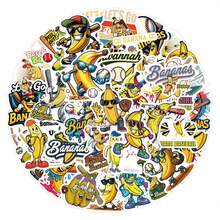 55pcs Baseball Banana Graffiti Stickers For Water Bottle Skateboard DIY Decoration - Multicolor - View 3