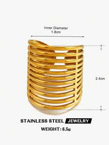 1/2pcs Stainless Steel Minimalist Line Open Ring, Suitable For Women's Daily Wear And Gatherings - Multicolor - View 8