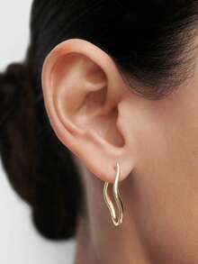 極簡 S925 純銀光滑易夾式設計純色耳環，適合女性日常配戴 - Plain Earrings - 查看 3