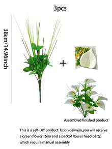 1/3件 DIY 人造馬蹄蘭植物，可組裝花莖與花頭，人造馬蹄蘭綠葉植物，適合室內裝飾（不含花盆） - 彩色 - 查看 12