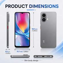 ZTE Blade A35e Smartphone, Silver Gray, Unlocked, Android 14, (2GB RAM + 4GB Fusion Memory) + 64GB ROM, 5000mAh Battery, Dual SLM 4G, 4G LTE, Global Version - Silver Gray - View 2