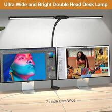 Dual Head Clip On LED Desk Lamp, Flexible Gooseneck USB Screen Monitor Light, 3 Color Temperature Dimmable Reading Light, Portable Clip Lamp For Office Drawing Study Computer Work - 1PC - View 9