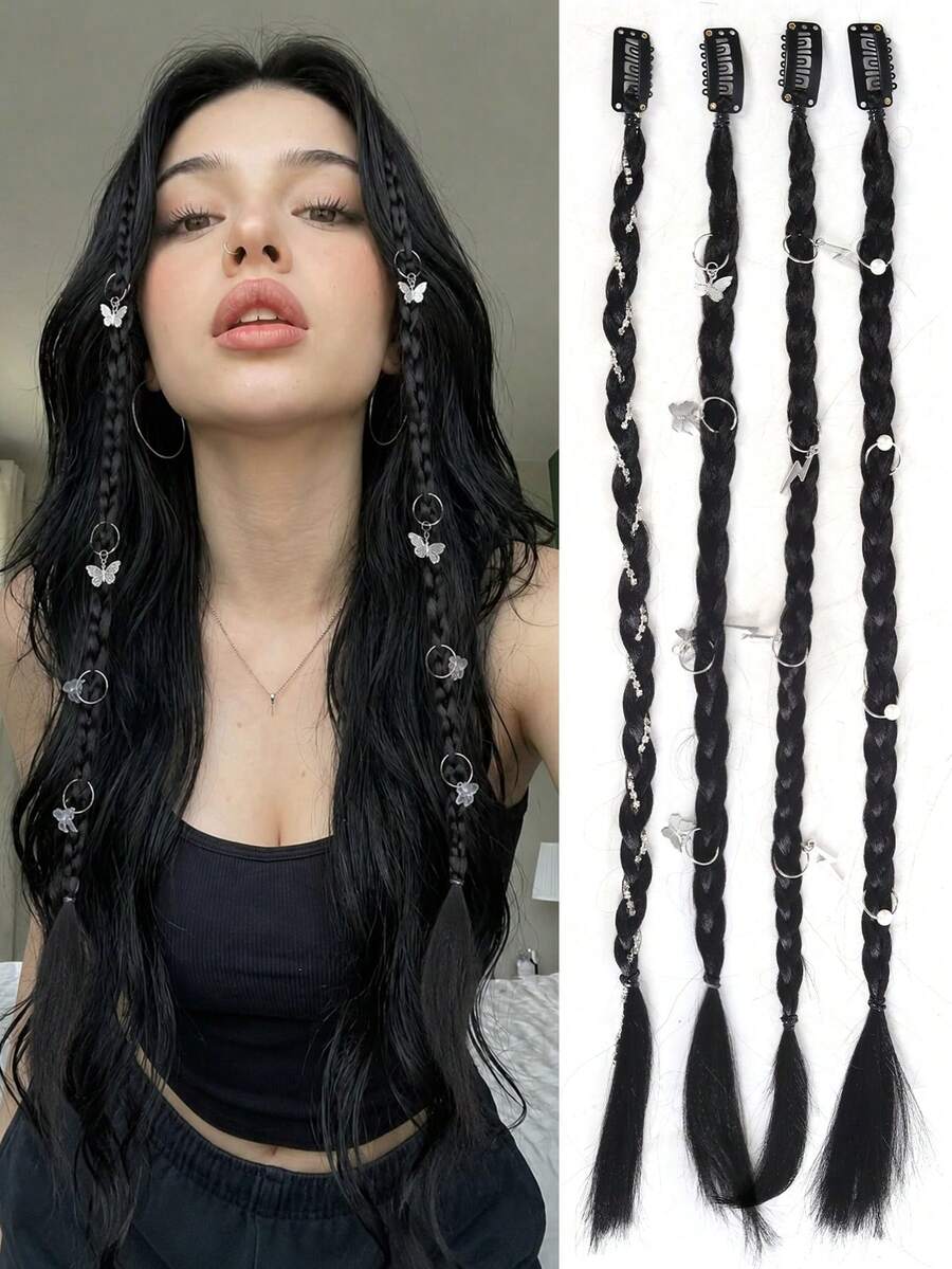 女款編髮假髮,長編髮,辣妹風,環狀編髮,髒辮,彩色拳擊編髮,馬尾,合成纖維假髮 - 彩色 - 查看 1